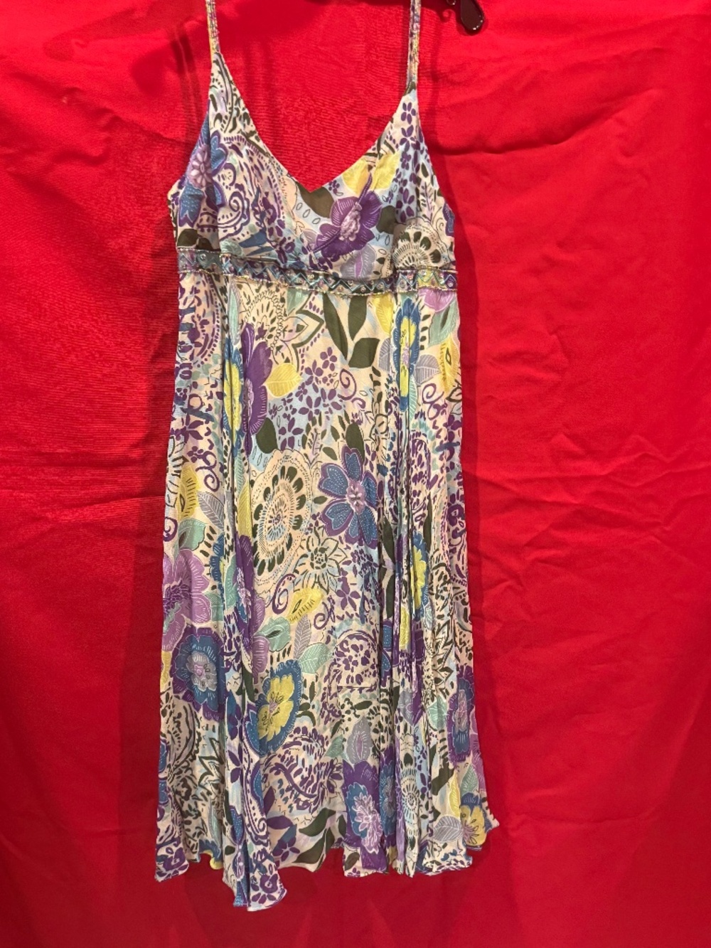 EVA BLUE SIZE 12 BEADED FLORAL DRESS